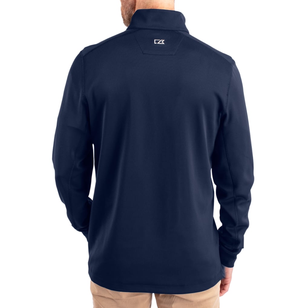  Texas Longhorns Cutter & Buck DryTec Traverse Stretch Eco Tri-Blend Quarter-Zip Pullover - Navy